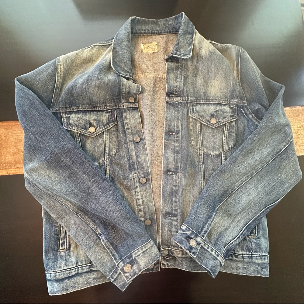 Polo by Ralph Lauren Custom faded denim trucker jacket. XL
